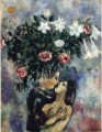 Amantes bajo los lirios contemporáneo Marc Chagall